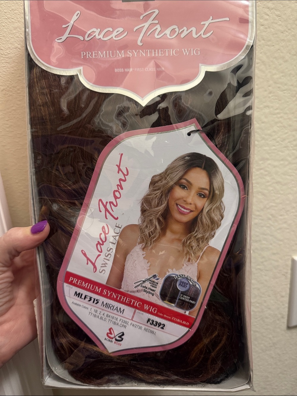 Bobbi Boss Miriam lace front wavy Synthetic Wig - Brown Auburn highlights